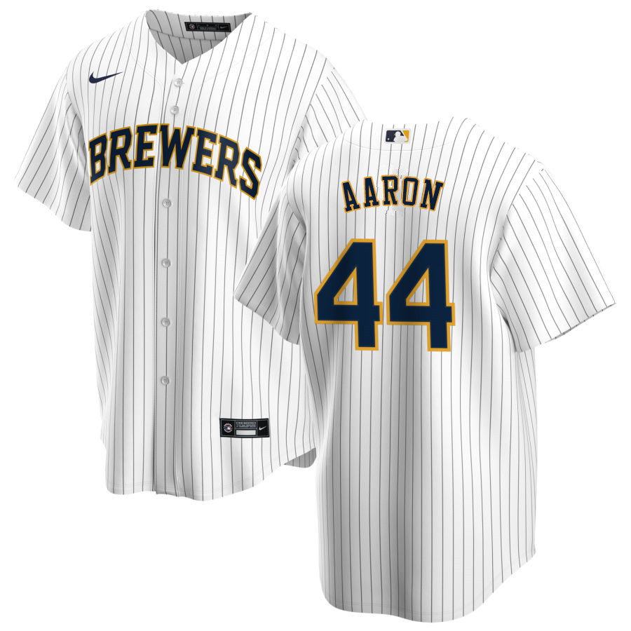 Nike Men #44 Hank Aaron Milwaukee Brewers Baseball Jerseys Sale-White